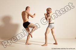 Underwear Martial art Man - Man White Moving poses Slim Short Blond Dynamic poses Academic